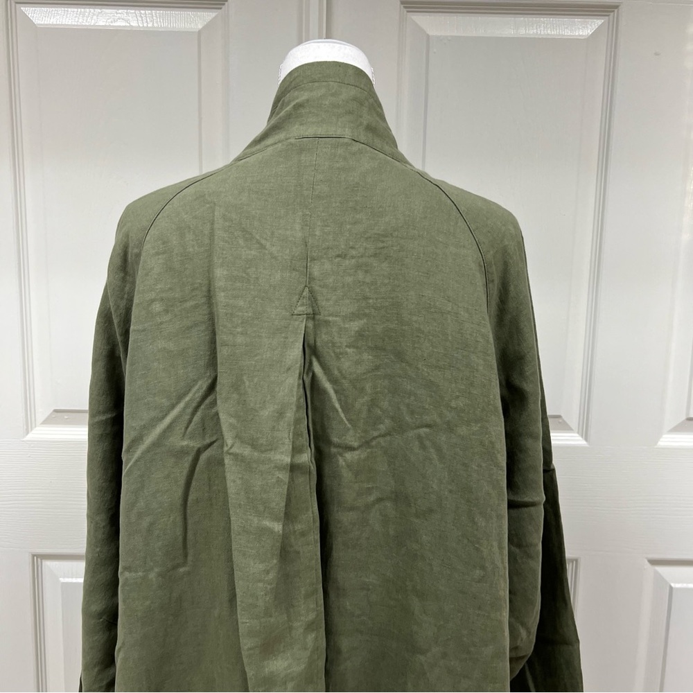 Garnet Hill Relaxed Linen Top Coat Jacket Green Size 16 - Picture 11 of 16